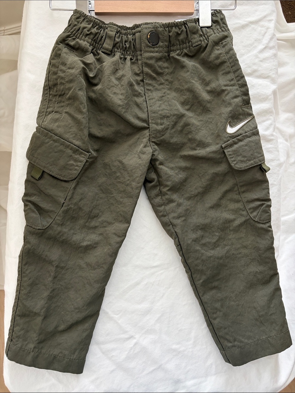 Nike Olive Cargo Pants with White Swoosh